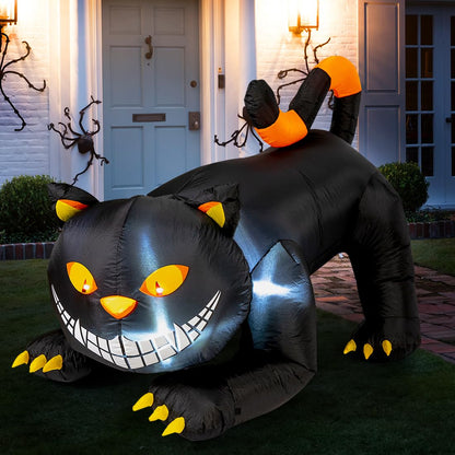GOOSH 6 FT Halloween Inflatables Outdoor Black Cat with Shakable Head, Blow Up Yard Decoration with LED Lights Built-in for Holiday/Party/Yard/Garden