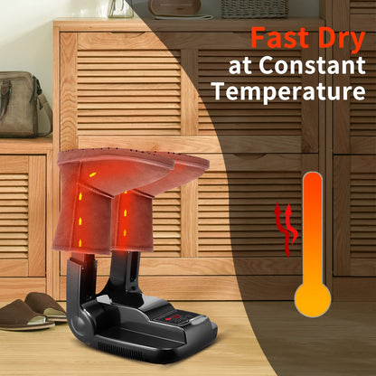 Boots Dryer, Electric Foot Warmer with Timer Shoe Adjustable Odour Eliminator Damp and Wet Remover Foldable Quick Dryer Electric Shoe Dryer for Drying Shoes Boots Gloves Socks