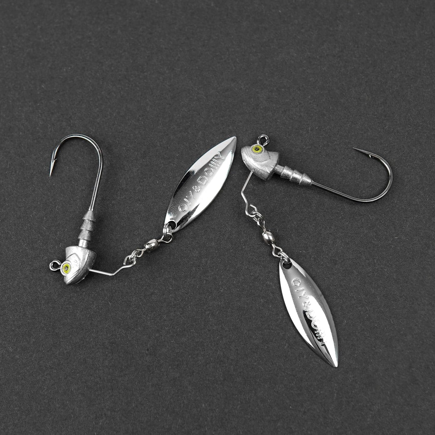 6-Pack Underspin Jig Heads with 100% Brass Blade (Never Rust) - 3/16oz, 1/4oz, 3/8oz, 1/2oz - Bass & Saltwater Fishing