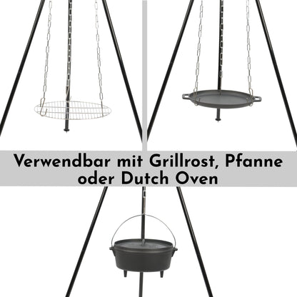 BBQ-Toro 6-piece dutch oven set in wooden box, cast iron, pre-seasoned, with cooking pot, saucepan, grill rack, tripod and more