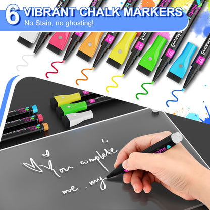 Langaelex 2 Set of Magnetic Weekly Planner for Fridge - Acrylic Meal Planner Boards with 6 Chalk Markers for Kitchen Home, Food Planning, Shopping List - A4 (20 x 30 cm)
