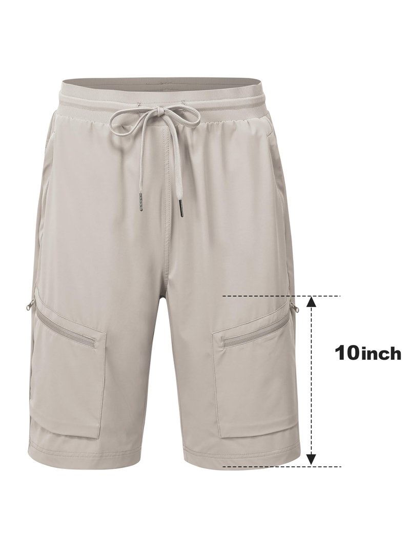 MoFiz Long Shorts for Women Knee Length Quick Dry Half Shorts Women Stretch Womens Long Hiking Shorts Knee Length with Pockets Light Khaki X-Large