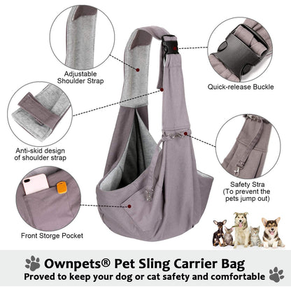 AGPTEK Pet Sling Carrier, Ownpets Pet Sling Carrier Bag Fit Medium Size Cats&Dogs Maximum Load 10 kg, Comfortable, Adjustable, Perfect for Daily Walk, Outdoor Activity and Weekend Adventure…