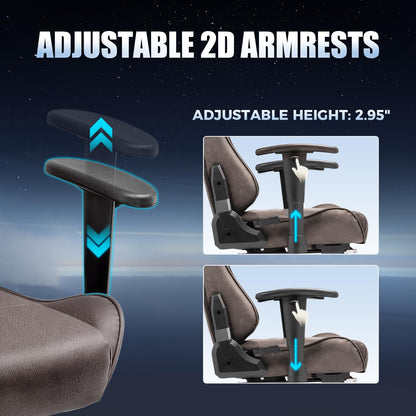 GTRACING Gaming Chair with Footrest, Racing Style Computer Chair for Adult, Adjustable Reclining Backrest and Lumbar Support, Stylish High Back Chair for Gaming and Office (Brown)