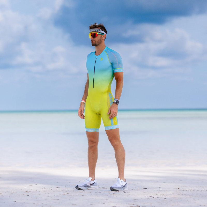 Synergy Triathlon Tri Suit - Men's Elite Short Sleeve Trisuit Cycling Skinsuit (Teal/Jade, XX-Large)