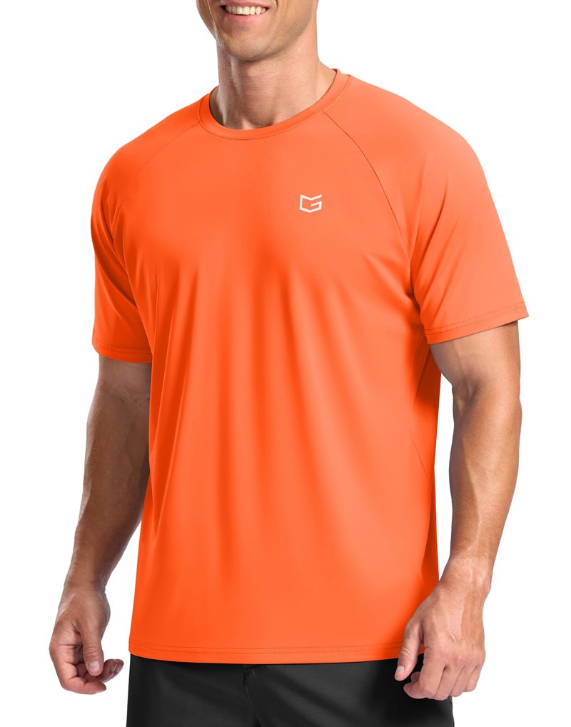 G Gradual Men's Athletic Workout T-Shirts Moisture Wicking Cooling Running Shirts Short Sleeve Performance Tee for Gym Tennis(Orange,M)