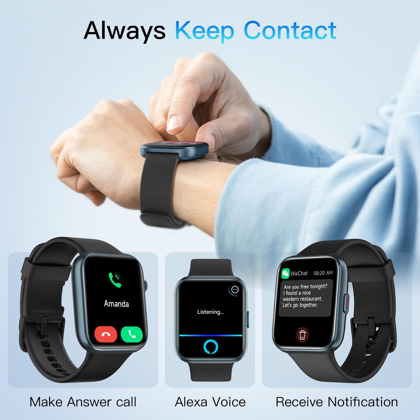 Smart Watch for Men Women (Answer/Make Call), Alexa Built-in, 1.8" Touch Screen Fitness Watch with SpO2 Heart Rate Sleep Monitor, 100 Sport, IP68 Waterproof Step Counter Smartwatch for iPhone Android