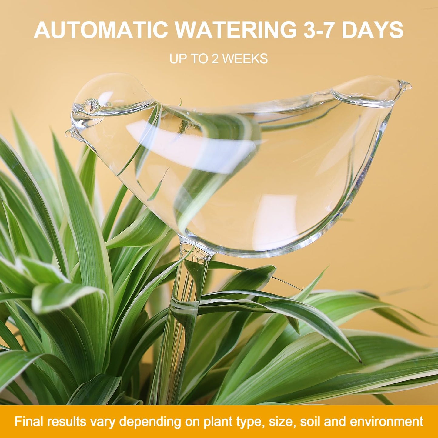 KiKiHome Plant Water Drippers, Glass Plant Waterer Bulbs,Self Watering Globes for Plants,Automatic Irrigation Device for Indoor & Outdoor Plants, 2 Birds