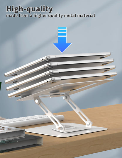 ALASHI Laptop Stand for Desk with 360° Rotating Base, Multi-Angle Adjustable Laptop Stands, Foldable Laptop Riser Compatible with 10 to 15.6 Inches PC Computer, White