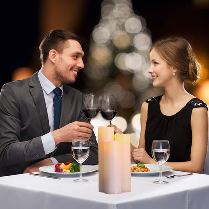 Flameless Candles LED Candles Battery Candle Set of 9(1 - H 22cm, 1 - H20cm, 1 - H18cm, 2-H16cm, 2-H14cm, 2-H13cm) Ivory True Wax Candle with Remote Timer
