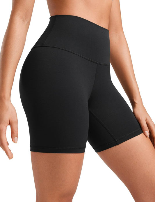 CRZ YOGA ButterLuxe Biker Shorts 6" - High Waisted Workout Running Volleyball Spandex Yoga Womens Black Small