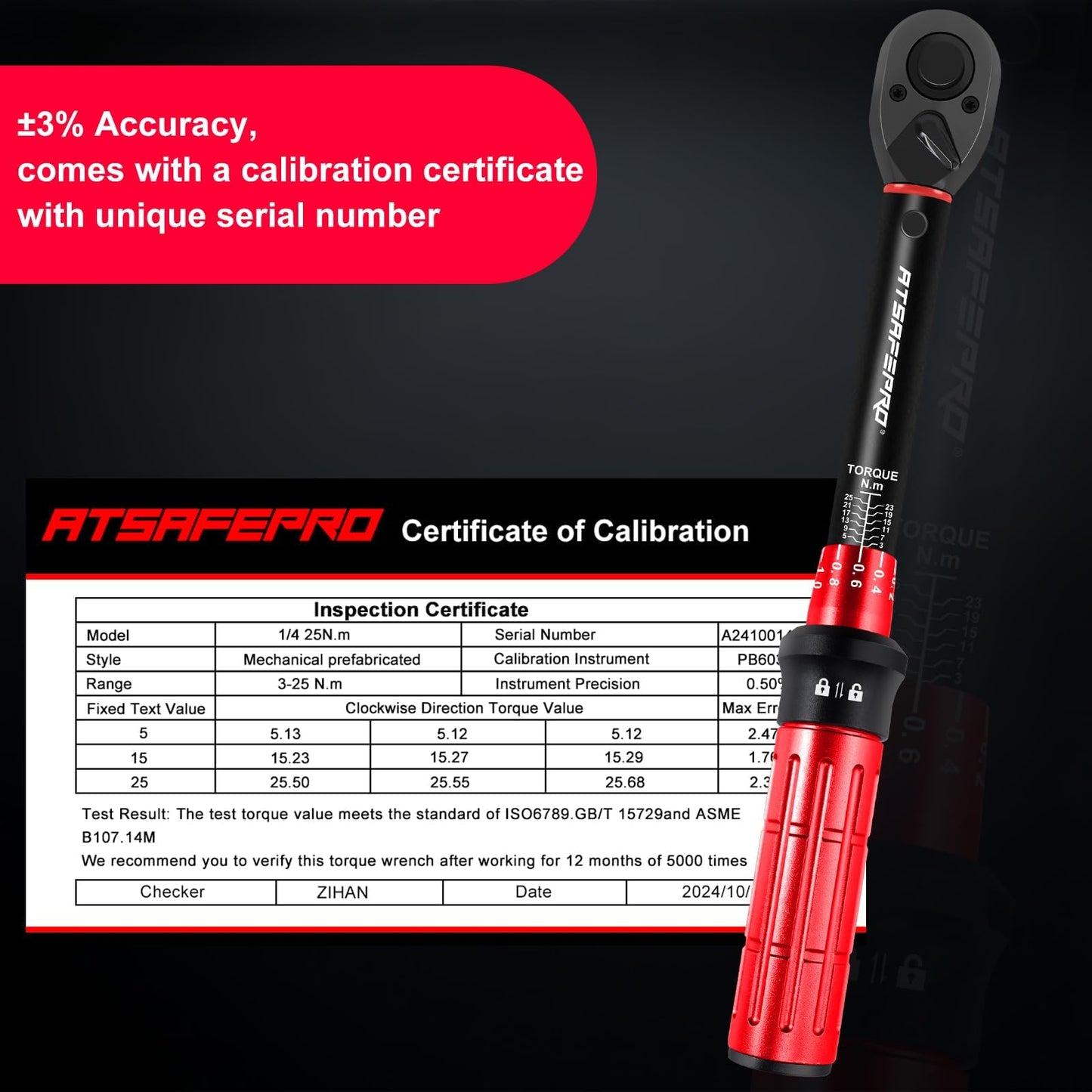 ATsafepro Bike Torque Wrench Set 1/4 Inch,3-25Nm, 61 Piece Magnetic Ratchet Screwdriver Set,Small Torque Wrench with Bits and Extension Rod for Bicycle Maintenance, DIY