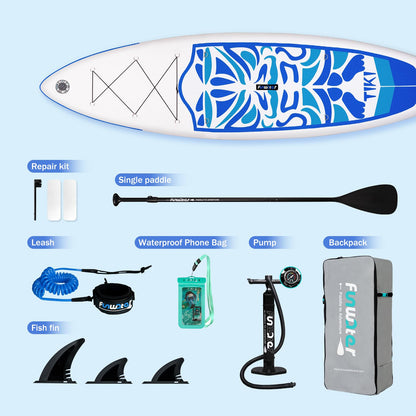 FunWater Inflatable 10'6×33"×6" Ultra-Light (17.6lbs) SUP for All Skill Levels Everything Included with Stand Up Paddle Board, Adj Floating Paddles, Pump, ISUP Travel Backpack, Leash,Waterproof Bag
