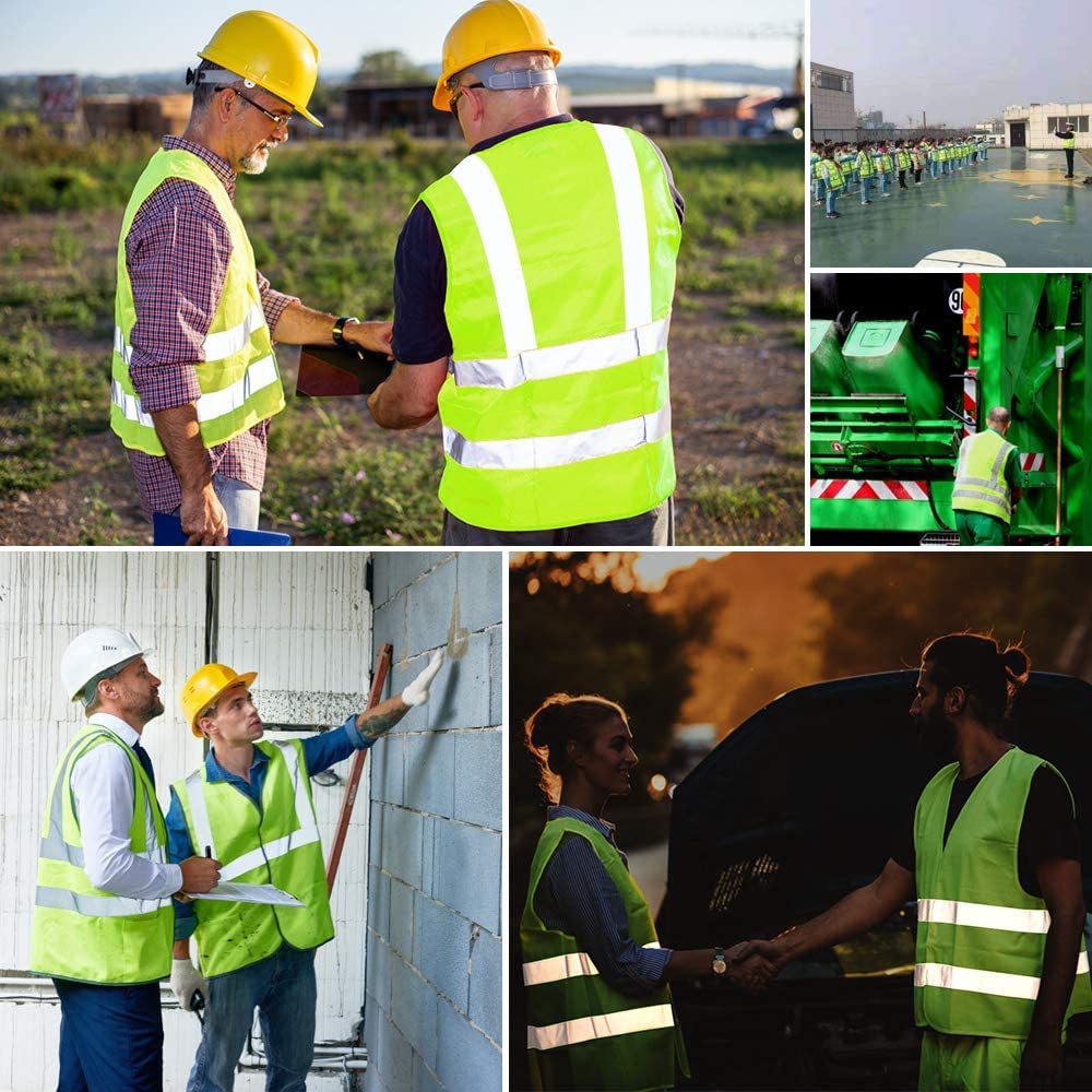 HPHST High Visibility Cycling Vest for Men and Women with Zip Reflective Vest Work Vest Yellow