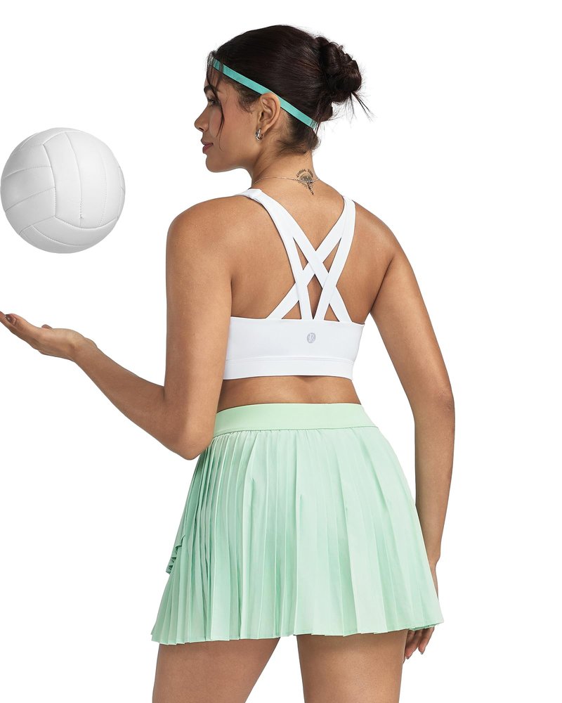 RUNNING GIRL Sports Bra for Women, Criss-Cross Back Padded Strappy Sports Bras Medium Support Yoga Bra with Removable Cups
