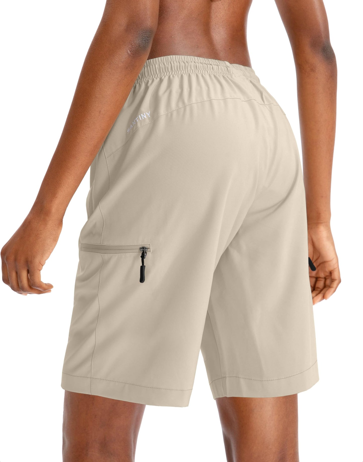 SANTINY Women's 5''/ 7''/9'' Hiking Cargo Shorts Quick Dry Lightweight Summer Shorts for Women Athletic Golf Zipper Pockets(Khaki_XL)