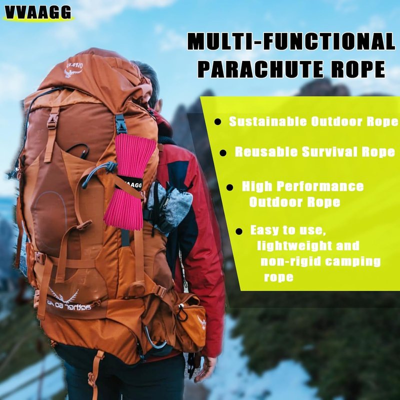 1000 Paracord Rope - 4mm 12-Strand Nylon Parachute Cord for Camping, Hiking & Fishing | Pink, 100FT