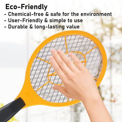 Electric Fly Swatter Handheld Bug Zapper - Indoor Outdoor Zapping Racket for Pest Mosquito & Flies - Battery Powered Safe to Touch with 3-Layer Safety Mesh, Standard Size, Pack of 2