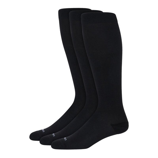 Comrad 3-Pack Knee-High Compression Socks for Multipurpose Wear (Solid Black, Extra Large) - Premium Nylon Support Socks are Thin & Breathable for Pregnancy, Nurses, & Athletes - Men & Women