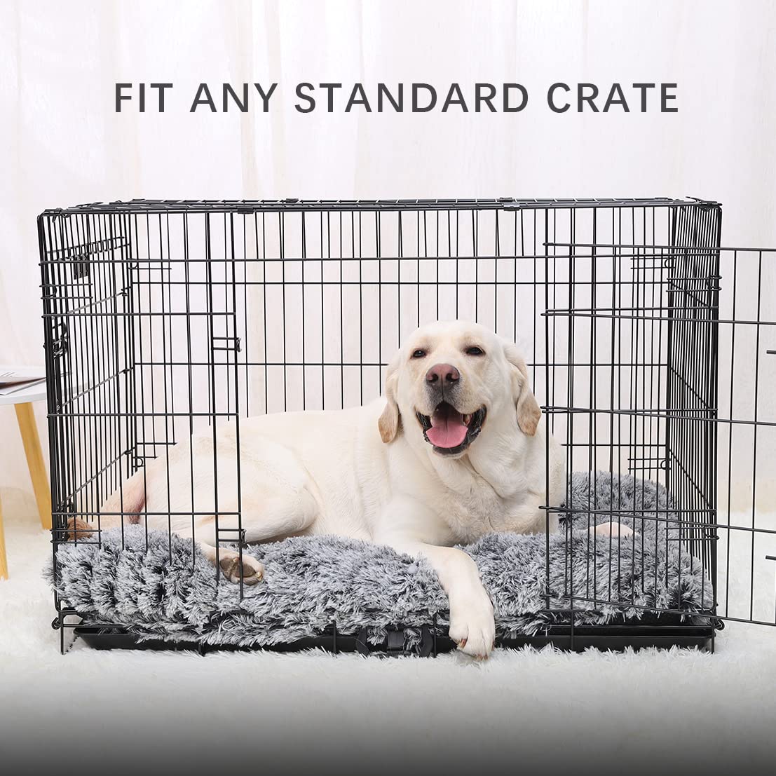 Jaspuriea Medium Dog Bed Washable Dog Crate Mattress Calming Fluffy Anti Anxiety Dog Beds Deluxe Plush Dog Mat with Anti-Slip Bottom,75x50x7cm