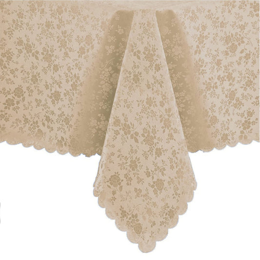 Jeloris Waterproof Vinyl Tablecloth, Square Heavy Plastic Tablecloth, Wipeable Spillproof Oil-Proof Vinyl Table Cover for Kitchen Dining Room (Beige, 60" x 60")
