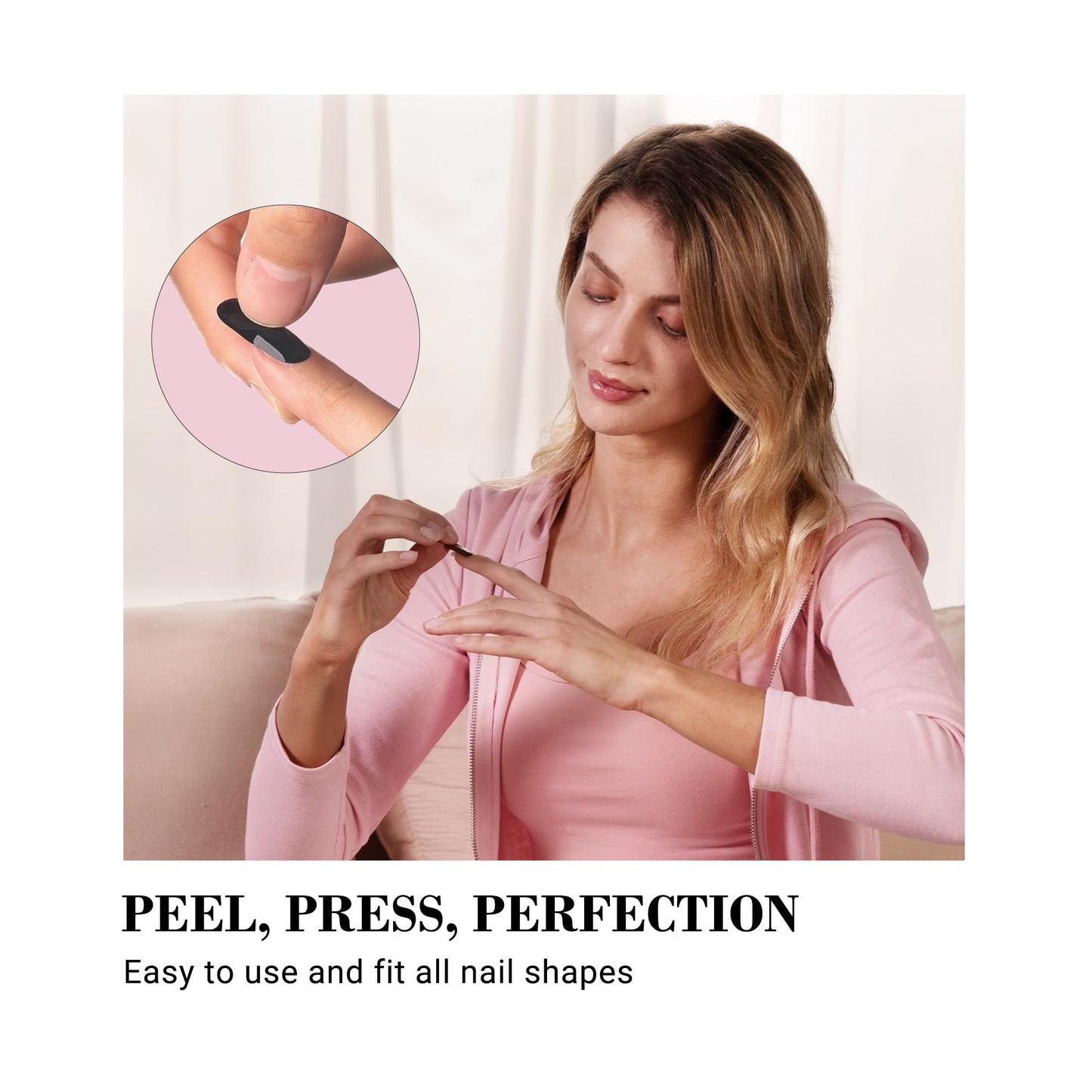 MelodySusie 30PCS Semi Cured Gel Nail Strips (Black Glitter), Works with Any Nail Lamps, Salon Quality, Long Lasting, Easy to Apply and Remove, Includes 2 Prep Pads, Nail File and Wooden Stick