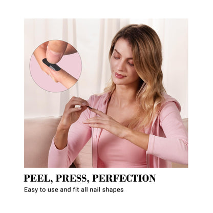 MelodySusie 30PCS Semi Cured Gel Nail Strips (Black Glitter), Works with Any Nail Lamps, Salon Quality, Long Lasting, Easy to Apply and Remove, Includes 2 Prep Pads, Nail File and Wooden Stick