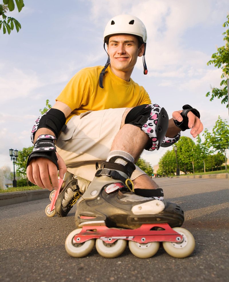 BOSONER Adult/Women/Kid Knee Pads Elbow Pads Wrist Guard 6 in 1 Protective Gear Set for Skating Skate Skateboarding BMX Bicycle Inline Roller for Men Women Child Kids