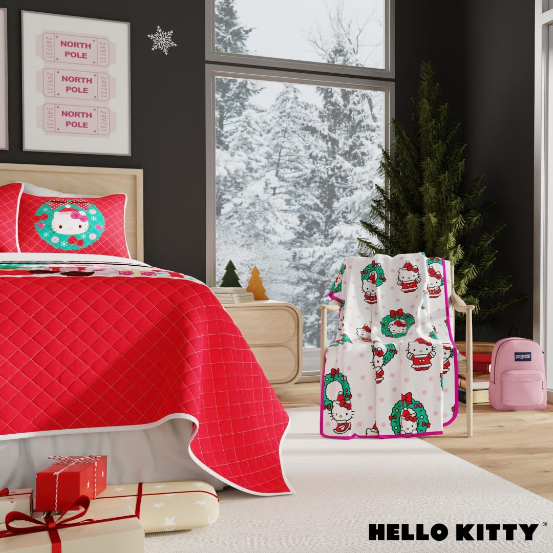 Franco Collectibles Sanrio Hello Kitty Holiday Christmas Blanket, Super Soft Cozy Plush, 60 in x 90 in, (Officially Licensed Product)