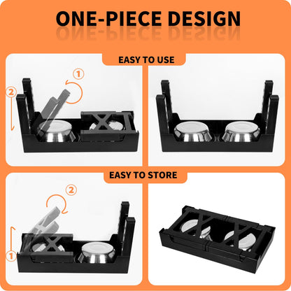FOREYY Adjustable Elevated Dog Bowls with 2 Stainless Steel Bowls, Raised Dog Bowl 5 Heights (8, 22, 25,28, 31 cm), Non-Slip Dog Food water Bowl Stand for Small Medium Large Dogs(Grey)
