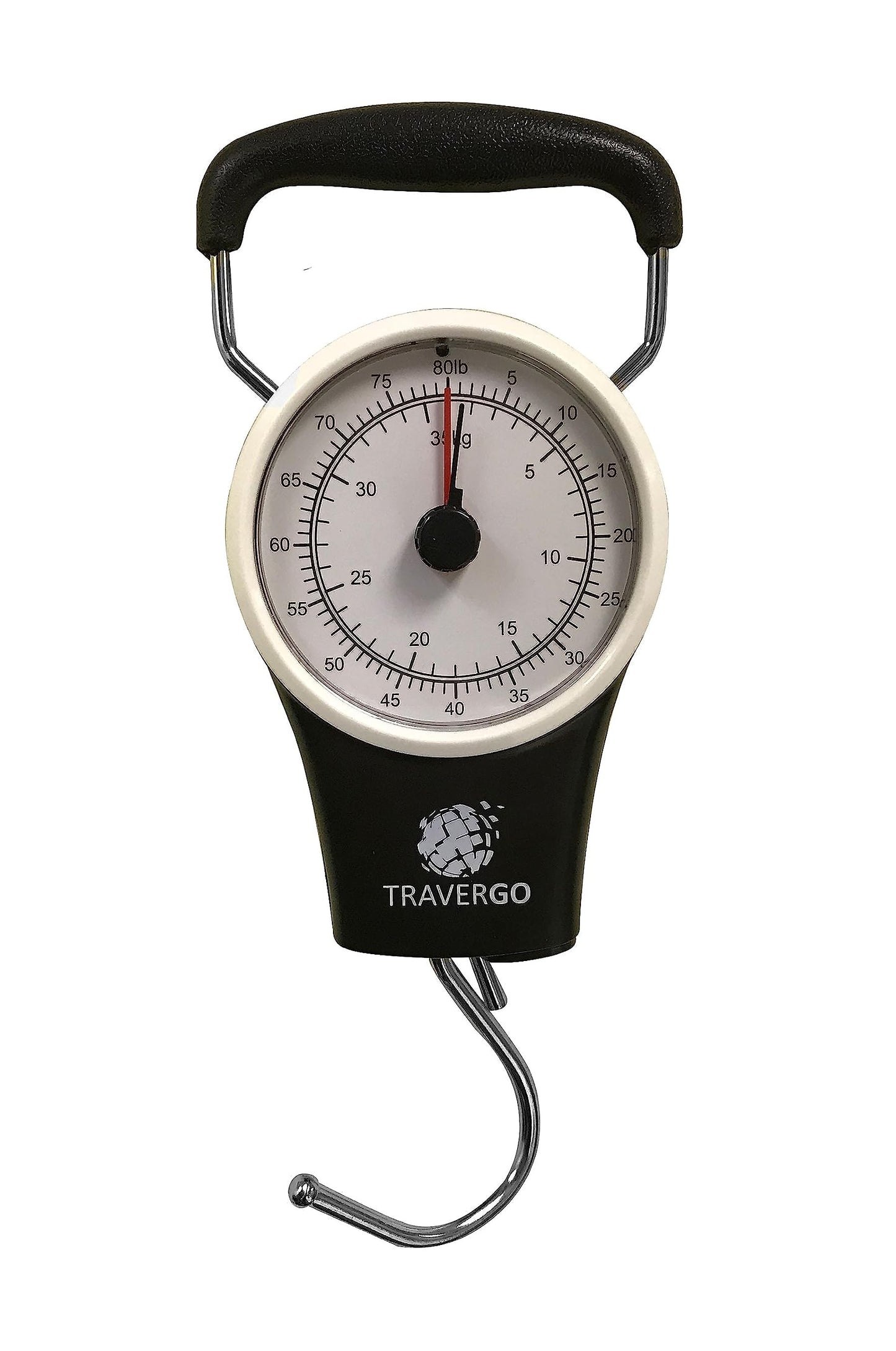GoGreen Power (TR1300BK) Analog Luggage Scale with Hook, Analog Weighing Scale for Luggage with Built-in Measuring Tape, Weighs Luggage Up to 80 lbs / 36.28 kg, Black