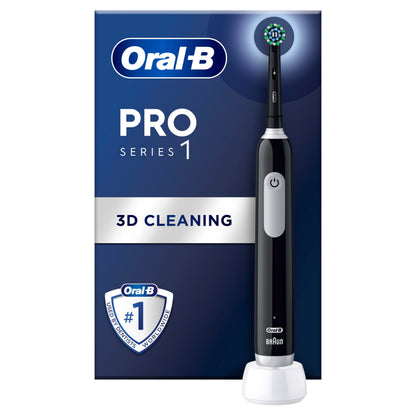 Oral-B Pro 1 Electric Toothbrush For Adults, Oral B Electric Toothbrushes Adults, With 3D Cleaning, 1 Toothbrush Head, Gum Pressure Control, 2 Pin UK Plug, Black