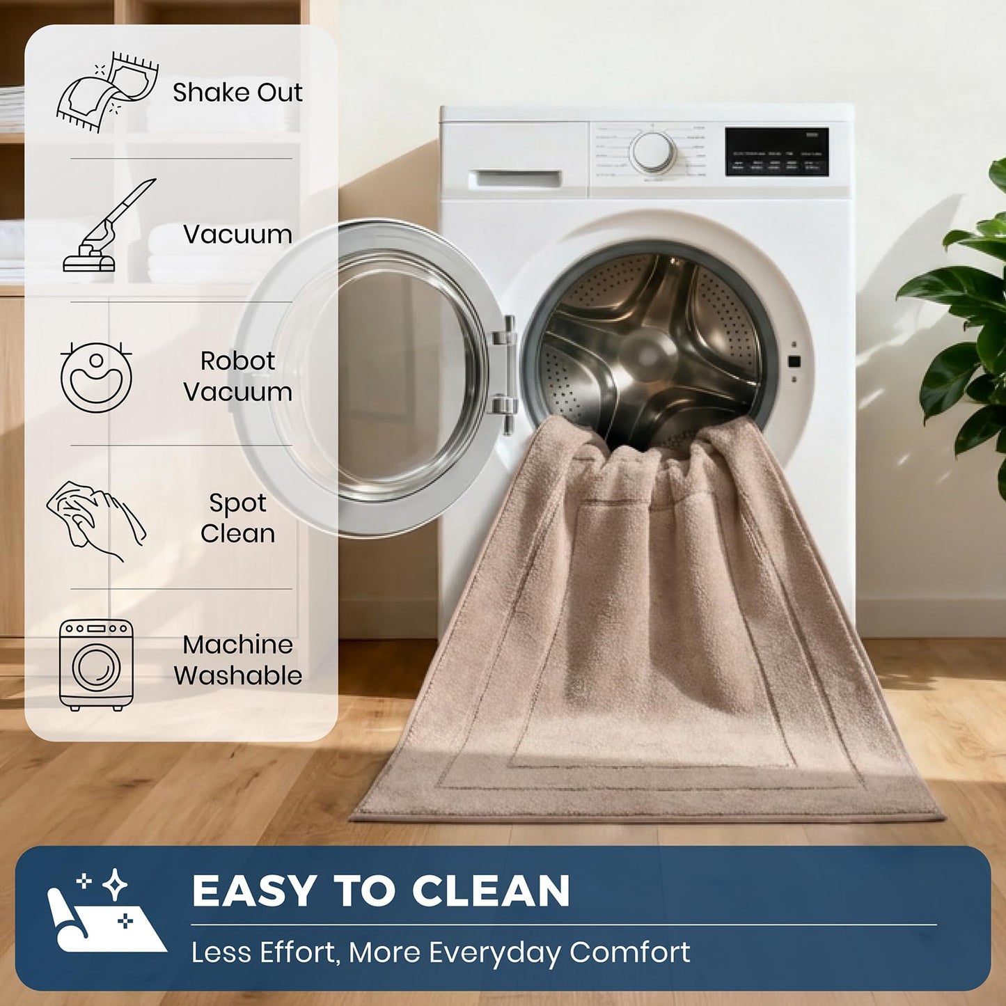 PURRUGS Machine Washable Kitchen Rug Set [2 PCS] (24" x 35.5"+ 24" x 59"), Non-Slip/Skid Kitchen Runner Rugs & Floor Mats, Super Absorbent Soft Standing Mats for Kitchen, Laundry & Sink, Beige