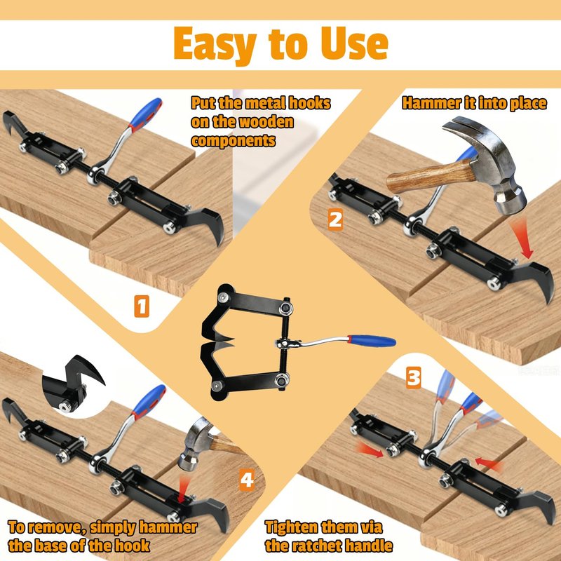 DITKOK Heavy Duty Beam Puller Tool with Iron Hooks, Wall Puller Framing Tool with Ergonomic Reversible Ratchet, Framing Puller For Mass Timber, CLT, Post & Beam, and ZIP Panels, Clamping Travel 4.53"