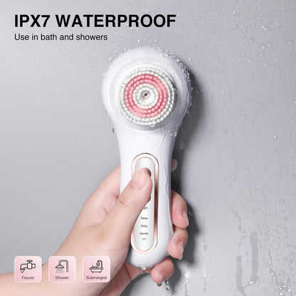 Face Scrubber Exfoliator,Facial Cleansing Brush Rechargeable IPX7 Waterproof with 5 Brush Heads,Electric Face Spin Brush for Exfoliating, Massaging and Deep Cleansing