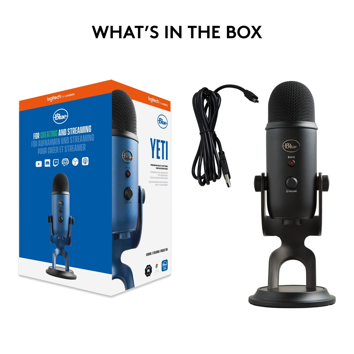 Logitech for Creators Blue Microphones Yeti USB Microphone (Blackout)