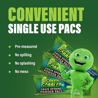 Green Gobbler Drain Unblocker PACS | Hair Clog Remover | Toilet Clog Remover | Sinks & Tub Drain Cleaner | 3 Pac with Free Hair Grabber Tool