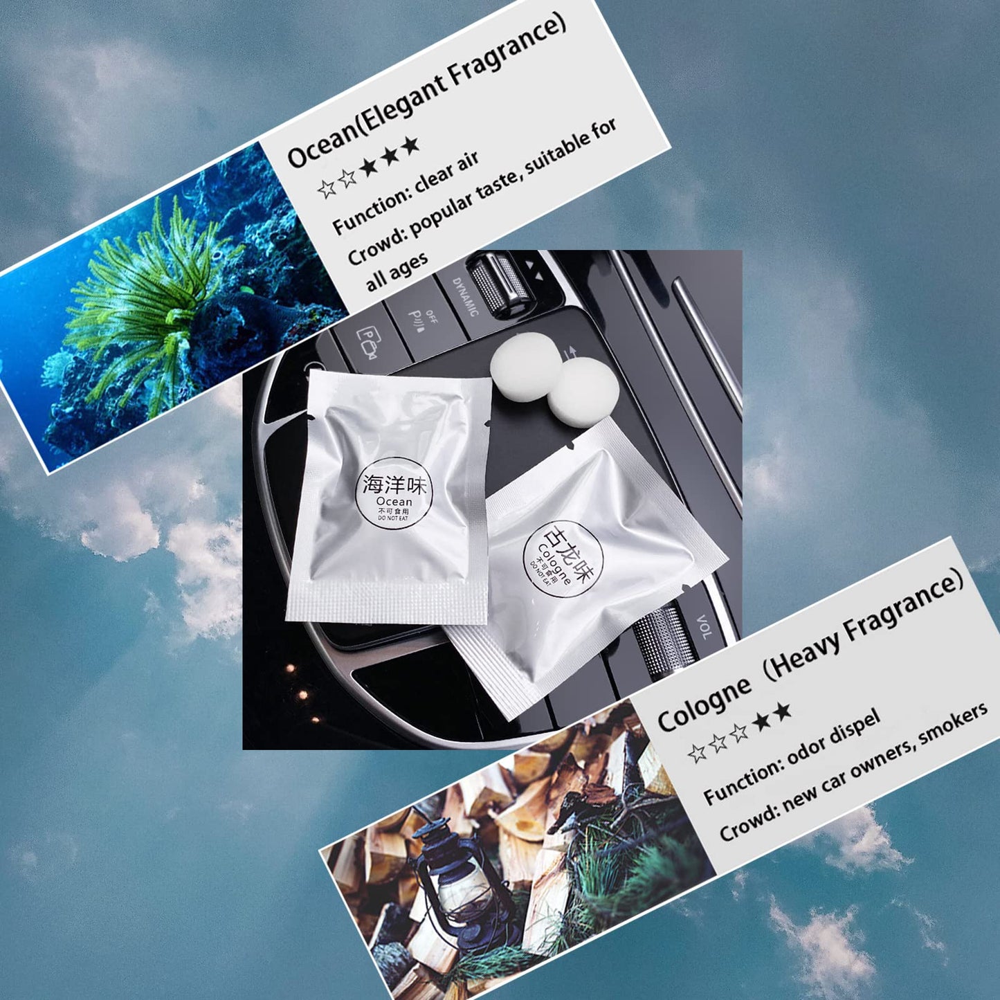 Car Air Freshener Cute Bear Pilot Halloween Car Perfume Diffuser Vent Clip Rotating Propeller Automobile Air Outlet Fan Aromatherapy Easter Halloween Gifts for Men Women(with 2 Incense Slices)