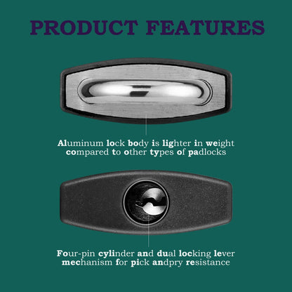 Guliffen 2 Pack Covered Aluminum Padlocks with Key, Black Locker Lock with Long Shackle for Gates, Fences, Toolboxes,