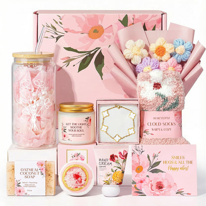 Gifts for Women, 9pcs Happy Birthday Gifts for Women, Christmas Ideas Mothers Day Gift Baskets Unique Rose
