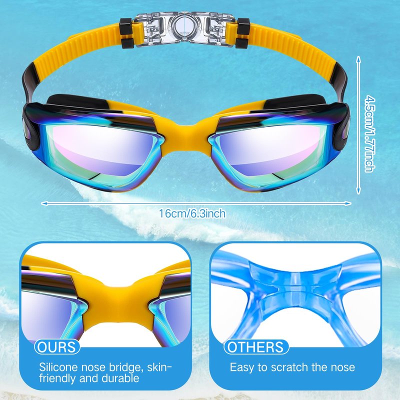 Konohan 8 Pack Kids Swim Goggles for Adult Kid Swimming Glasses Anti Fog Silicone No Leak Swim Glasses Ear Plug Nose Clip(Fashion Colors)