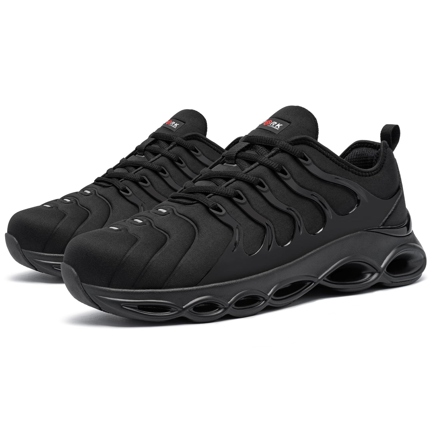 LARNMERN Steel Toe Cap Trainers Mens Safety Trainers Lightweight Safety Shoes Cushioning Fashion Breathable Comfortable Work Shoes (Black,9 UK)