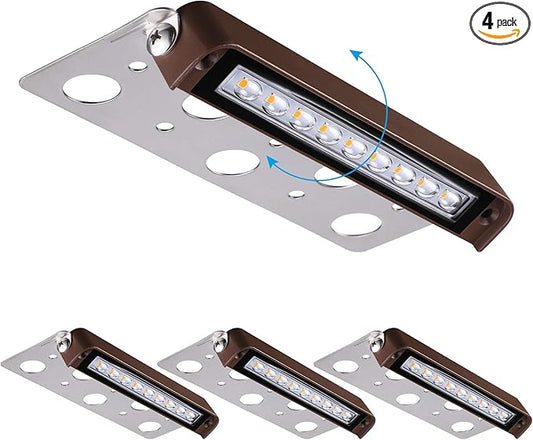 LEONLITE Premium Series 7 Inch 4.5W LED Hardscape Lighting Swivel, Retaining Wall Light, Low Voltage Landscape, 12V Outdoor Step, Hardscape Paver, 5000K Daylight, ETL, Pack of 4