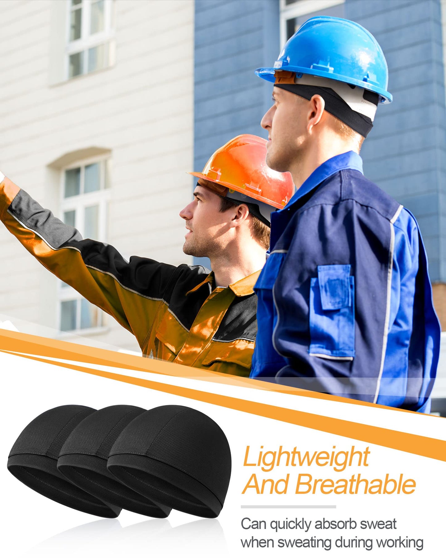 9 Pcs Cooling Skull Cap Camo Liner Sweat Wicking Cap Lightweight Cycling Cap Running Head Cap for Men Women (Black)