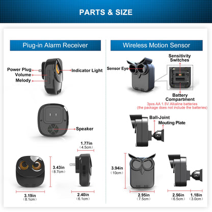Driveway Alarm- 1/2 Mile Long Range Wireless Driveway Alarm Outdoor Weather Resistant Motion Sensor&Detector-DIY Security Alert-Monitor&Protect Outdoor/Indoor Property - 1 Receiver and 2 Sensors