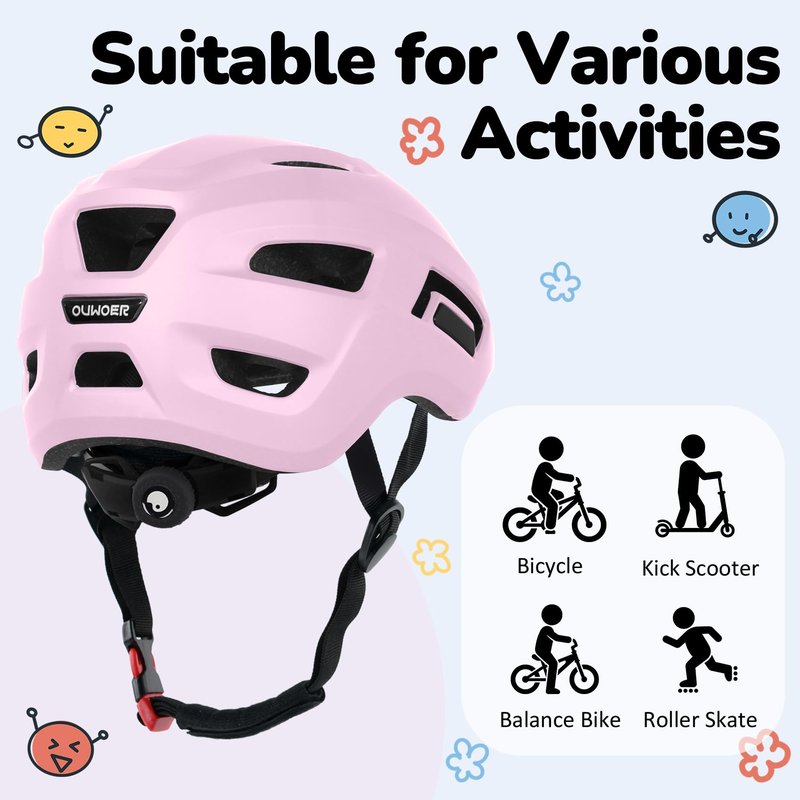 Toddler/Kids Bike Helmet, Adjustable and Multi-Sport, from Infant to Schoolchild, 2 Sizes (Pink)