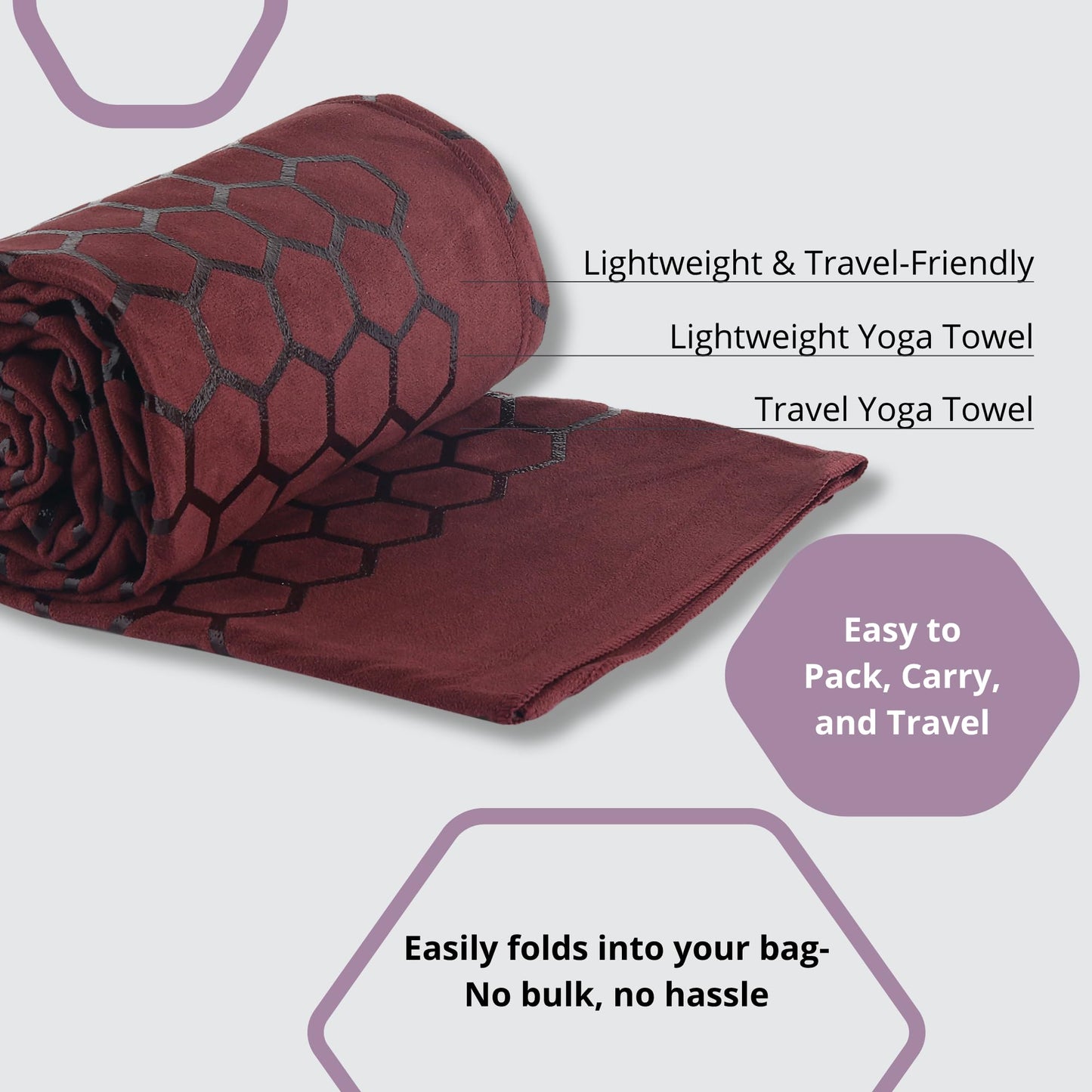 Clever Yoga Hot Yoga Mat Towel – Non-Slip Grip for Hot Yoga, Sweat Absorbent, Honeycomb Silicone Grip, Stays Flat – Ideal for Pilates, Travel, Washable & Lightweight - Dark Blue