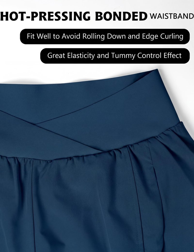 Blooming Jelly Women's Workout Shorts Athletic Running Elastic High Waisted Black Gym Yoga Shorts with Zipper Pockets (Ensign Blue,Medium)