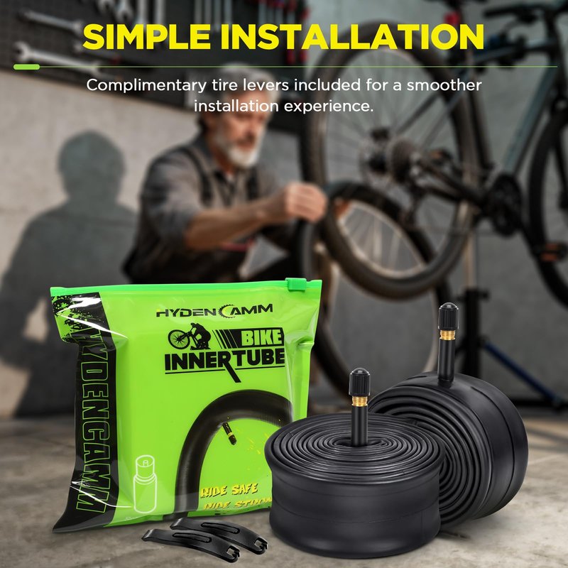 Hydencamm 2 Pack 20x1.75/2.125 Bike Tube, 20x1.75 20x1.95 20x2.10 20x2.125 with 35mm Schrader Valve, Butyl 20x1.95 Bike Tube with 2PCS Levers, Compatible with MTB and Cruisers, City Bikes, Road Bikes