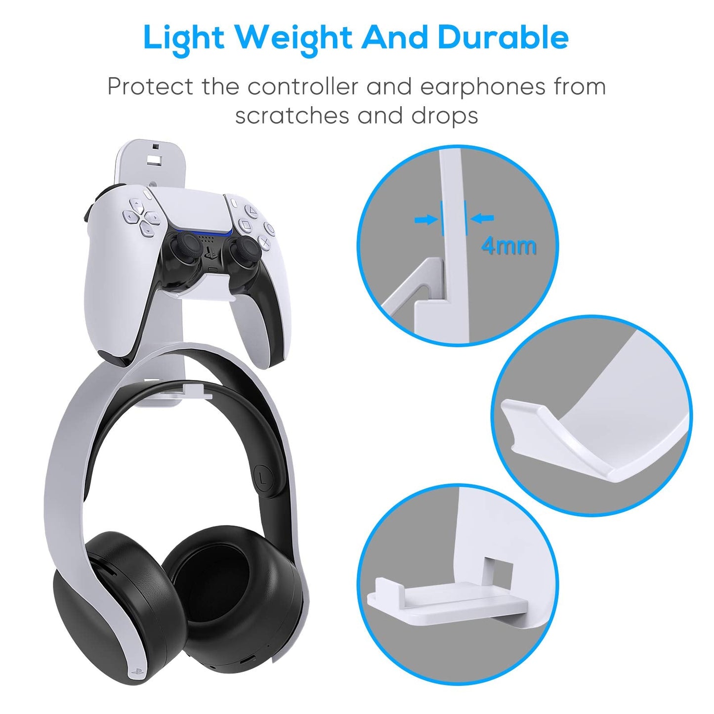 FYOUNG Universal Game Controller & Headset Holder for PS5/PS5 Slim/PS5 Pro, Xbox Series X/S, PS4, Switch, Steam & More, Stay Organized No Screws